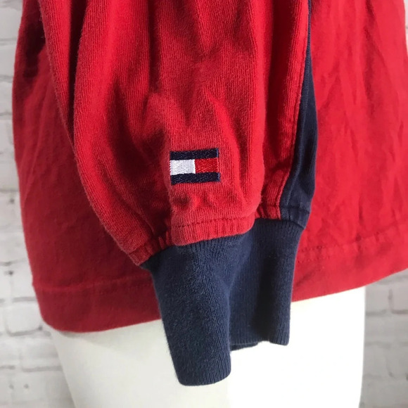 Vintage Y2K Junior’s Tommy Hilfiger Red Crew Neck Long Sleeve Shirt - Size XL - Picture 3 of 7
